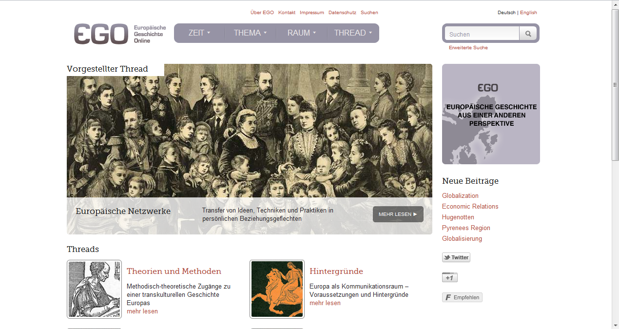 Screenshot Europäische Geschichte Online