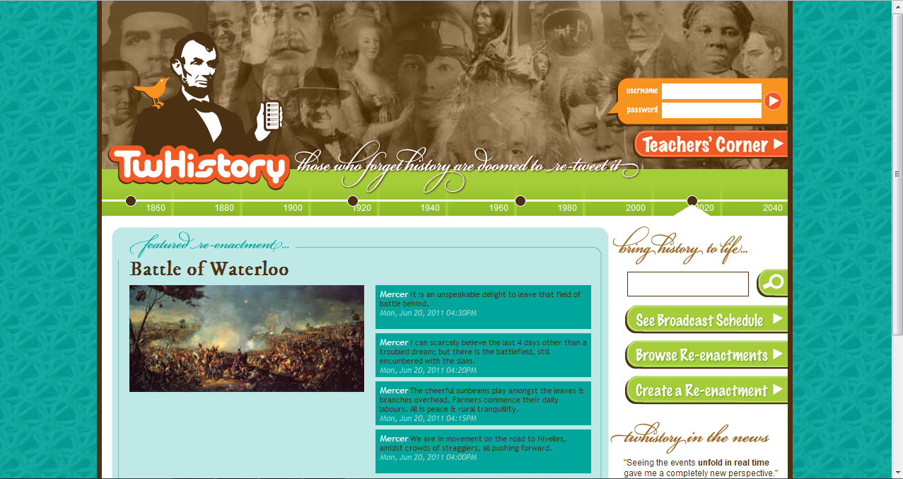 Screenshot twhistory.org